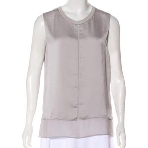 Vince Scoop Neck Sheer Trim Top